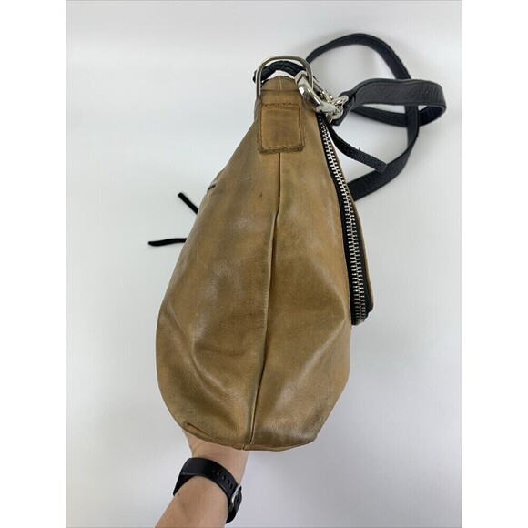 Carla Mancini Handbags Crossbody Tan Leather Zip Around Flap Purse Bag Black - Picture 8 of 16